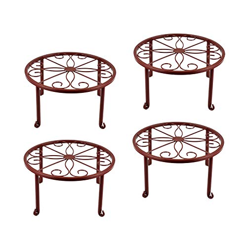 Metal Plant Stands, 4 Pack Indoor Outdoor Rustproof Plant Shelf, Retro Flower Pot Holder For Balcony Porch Garden Patio Yard Floor Farmhouse Deck Lawn (Size 9 X 9 X 5 Inches) #TOP5