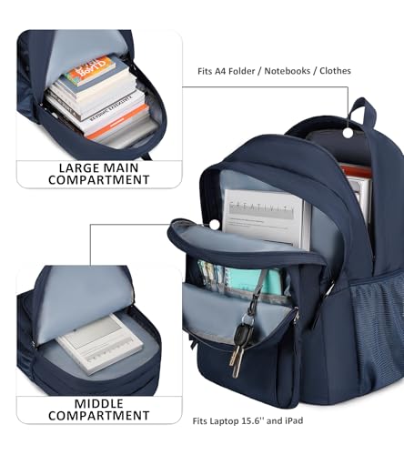 Image of abshoo Classical Basic Womens Travel Backpack For College Men Water Resistant Large Bookbag (Navy)