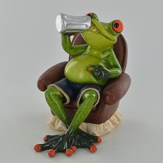 Comical Frogs - Beer Time Small Resin Figurine Novelty Home Decor Joke Present Gift H11cm