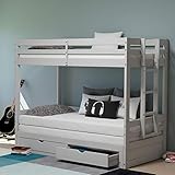 Alaterre Furniture Jasper Sturdy Twin to King Size Day Bed w/Bunk Bed, Dove Gray, for Kids & Teens, Easy Assembly, Bedroom Furniture, Children's Furniture, Durable, Brazilian Pine, Guard Rails