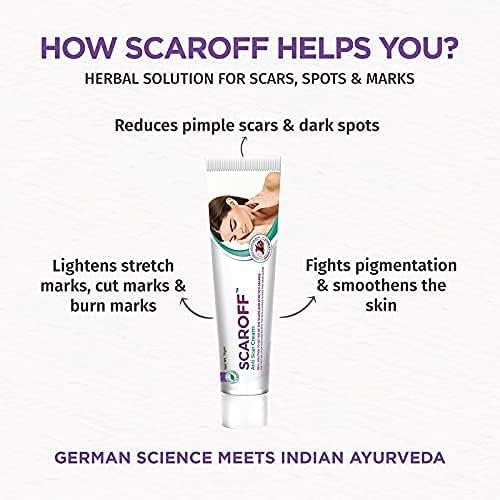 METROL GreenCure Scaroff Herbal Scar Removal Cream for Pimple Marks, Dark Spots, Blemishes & Stretch Marks with 3% Onion, Paraben & EDTA Free- 15g