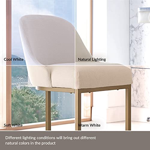 Leick Home 10132Gd/Wt Barrelback Counter Stool With Metal Base, Set Of 2, For Kitchen Counters And Islands, Modern White Linen Seat And Gold Metal Base #TOP7