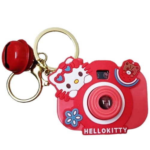 Image of Mini Projector Camera Toy with Bell, Plastic Multicolor Design, Light Projection Feature, Cartoon Keychain for Kids