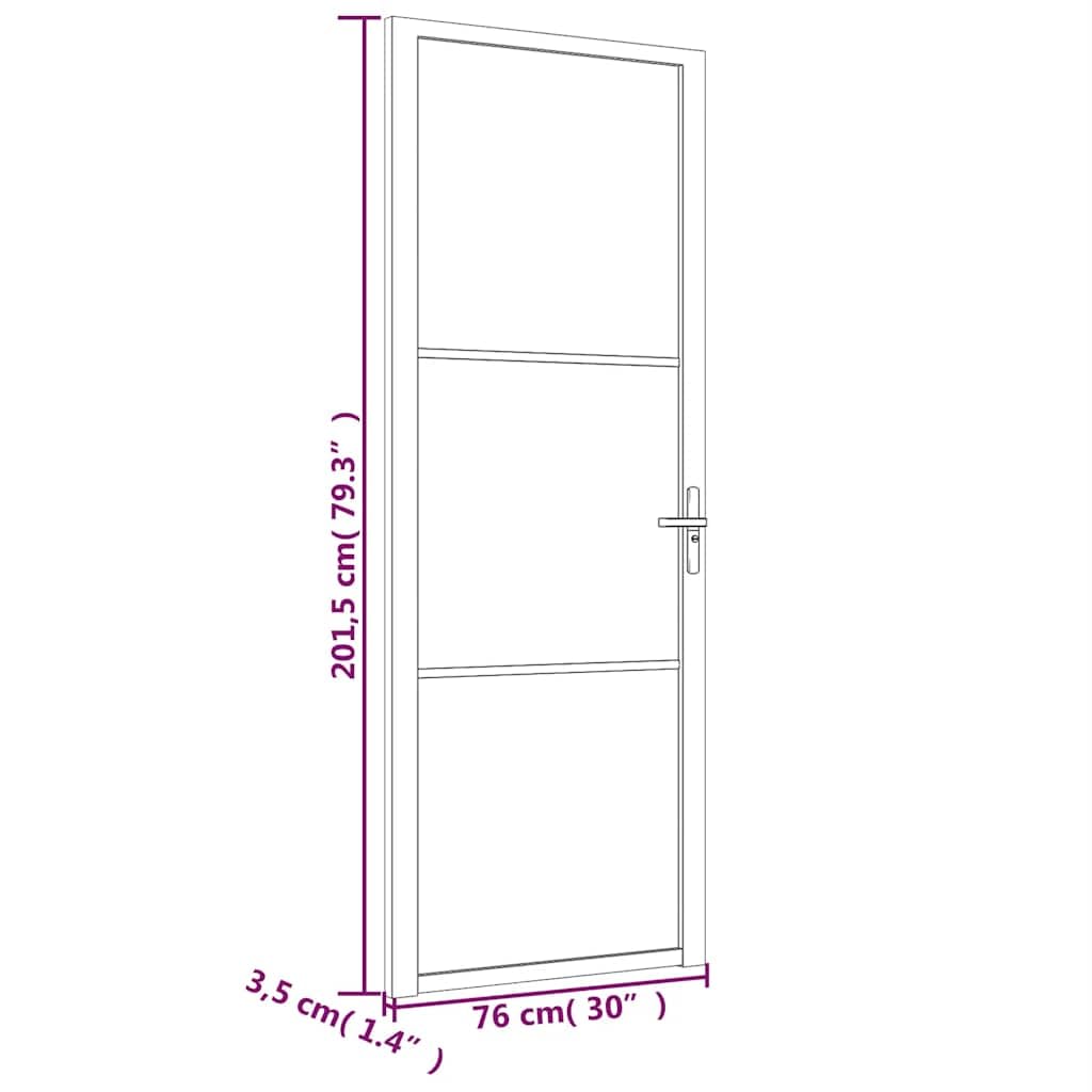 vidaXL Porte Intérieure Porte Vitrée Porte à Panneaux Chambre à Coucher Salle de Bain Maison 76x201,5 cm Noir Verre ESG et Aluminium