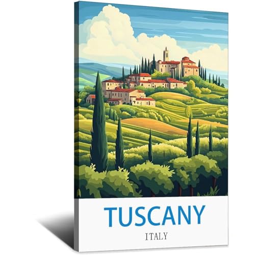 Poster de voyage vintage Toscane Italie LNBIAND 20x30 cm pour habiller un mur vide