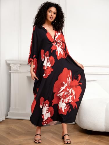 Image of sunforyou Kaftan Dresses for Women Stylish Caftans Plus Size Beach Cover up Soft Loungewear
