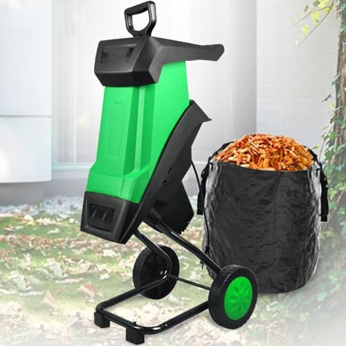 Garden Wood Chipper Mulcher with Wheels, 50L Storage Bag, 4500rpm for Efficient Yard Cleanup and Composting