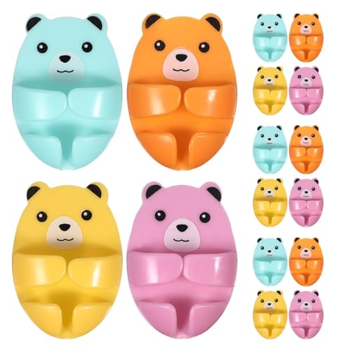 TOKIDNY Gancho Adhesivo para Enchufes de Cocina Diseño Oso Soporte Organizador de Cables de Plástico Resistente 16 Piezas Multicolor Adecuado para Ordenar Regletas y Electrodomésticos
