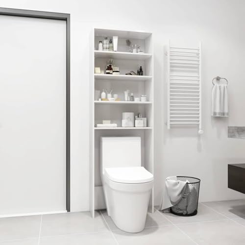 Frdhee Juego de muebles de baño, armario para lavadora, color blanco brillante, 64 x 24 x 190 cm, armario para lavadoras para apartamentos y casas