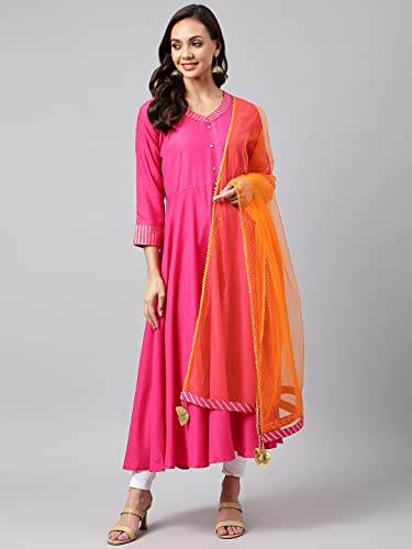 Image of ANNI DESIGNER Women's Cotton Blend Kurta with Dupatta
