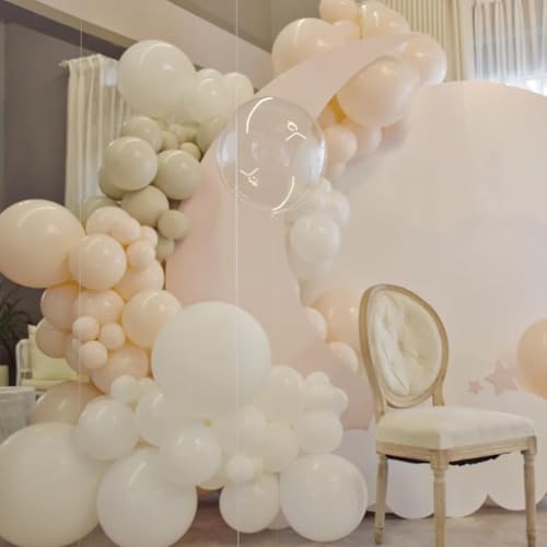 Image of Voircoloria 105pcs Ivory Balloons 12inch Party Latex Balloons for Boys Girls Birthday Baby Shower Gender Reveal Wedding Sunflower Party Decorations