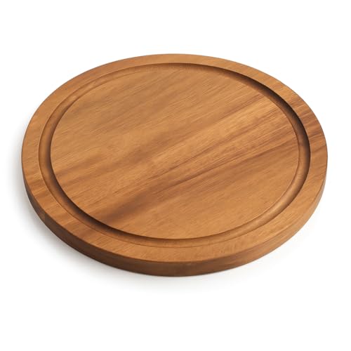 ARTICCO Tabla de cortar madera acacia redonda 30 cm | Tabla para cocina,cortar, servir y presentar aperitivos | Ideal para cocina, pan, pizza o embutidos | Acabado natural premium