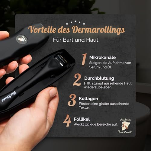 Red-Blooded Bartwachstumsset – Bartroller + Bartöl + Bartbalsam – stimulieren Sie Bart und Haarwachstum Duft-Bartpflege-Geschenk für Männer – 0,5 mm Dermaroller für Haare, Bart Nachwachsen
