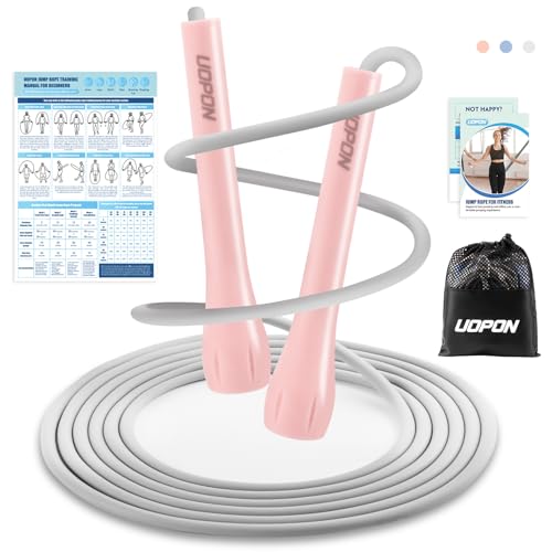Cuerda de saltar para adultos, fitness, profesional, 3 m, PVC, con póster de entrenamiento, ABS ajustable, mango antideslizante, comba deportiva para hombres, mujeres, niños y niñas