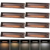 Energetic 5CCT LED Step Lights Low Voltage, 8 inch Deck Lights Outdoor for Driveway, Garden, Porch, Stairway, 5W, 2200K/2700K/3000K/4000K/5000K, IP65 Waterproof, Aluminum, Oil Rubbed Bronze, Pack of 8