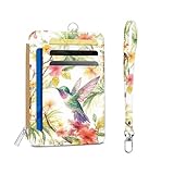 Hummingbird Credit Card Holder Slim Wallet, Bird PU Leather Front Pocket Small Wallet Card Holder, RFID Blocking Women Wallets Hand Strap Zip, Thin Cards Case ID Window, Travel Credit Cards Organizer