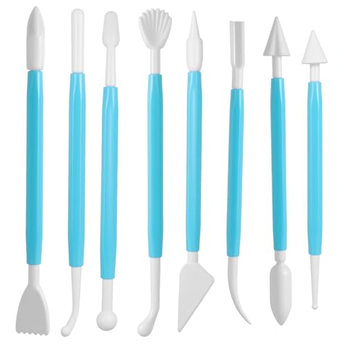 8 Stück Fondant Modellierwerkzeug Modelierwerkzeugset Doppelkopf Kuchenmodellierwerkzeuge Set Fondant Skulptur Modellierwerkzeuge Ton Werkzeug Töpferwerkzeug Geeignetes für Diy Kunsthandwerk