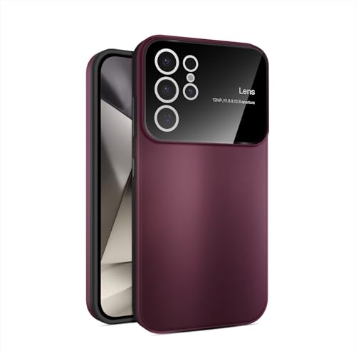Image of Vaku Luxos Back Cover Case for Samsung Galaxy S23 Ultra Polarized Large Window Glass Camera Protector Dual Layer Protection Silicon Shockproof Protective Cell Phone TPU Case- Cherry