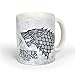 Elbenwald Game of Thrones Cup House Silne ci?nienie okr?g?e z mottem i Shadowwolf Kramik 300 ml bia?y