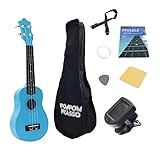 ウクレレ 初心者 セット UKULELE-SOPRANO 小さな ソプラノサイズ 子供 ギター 本格的 入門 初心者セット チューナーセット ウクレレセット 入門セット (ブルー)