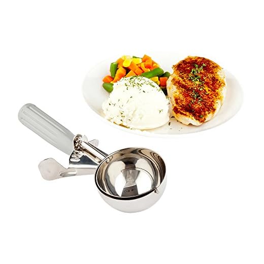 Restaurantware-Met Lux 4 Ounce Portion Scoop, 1 Trigger Release Cookie Scoop - With Gray Handle, Stainless Steel Disher, For Portion Control, Scoop Cookie Dough, Cupcake Batter, Or Ice Cream