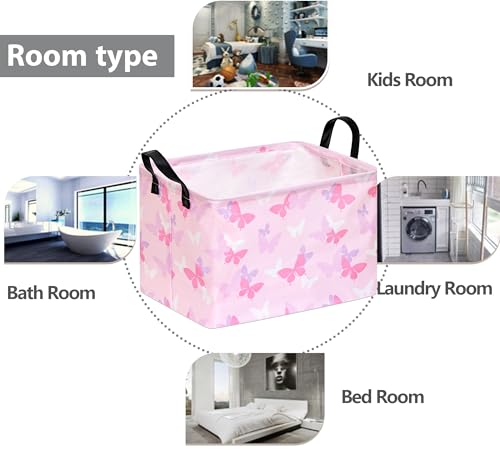 Image of Rectangular Butterfly Storage Basket with Handles, Hamper Storage Basket Collapsible Organizer Bin for Home and Kitchen Storage