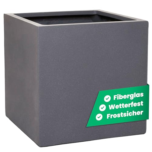 VIVANNO Pflanzkübel Fiberglas Block Frostsicher - 50x50x50 cm -...