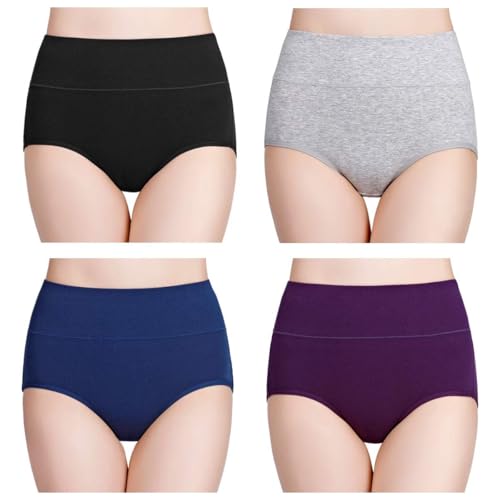 wirarpa Ladies Knickers Cotton Full Briefs High Waisted Underwear Panties for Women Multipack