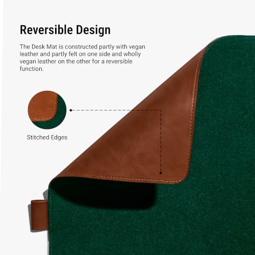 Image of DailyObjects Turf 2.0 Desk Mat | Super Smooth Felt for Gaming Home and Office | Vegan Leather | Work from Home Solution for Laptop Keyboard and Mouse | Reversible Anti Slip Water Resistant - Green