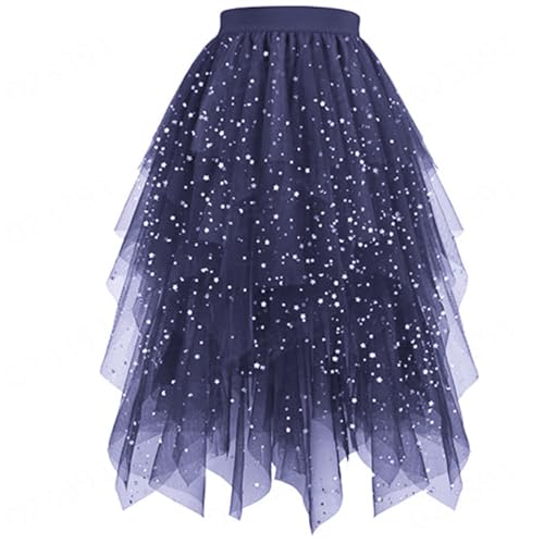 Falda midi transparente multicapa para fiestas casuales con dobladillo de volantes