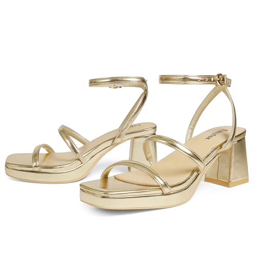 Platform Heels for Women Open Toe Chunky Heels Two Strap 7cm/2.76" Heeled Sandals4