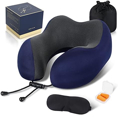 MZYSKJ Travel Pillow 100% Pure Memory Foam Travel Neck Pillow,Home,Office,Air Travel,Airplane Travel Accessories Comfortable,Adjustable Support,Sleep ...