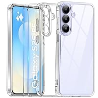 COPIKE Coque Antichoc pour Samsung Galaxy S25 FE 5G et 2 Pièces Verre Trempé, Coque Protection Caméra Mince Anti-Jaune Anti-Rayures Housse, Transparent