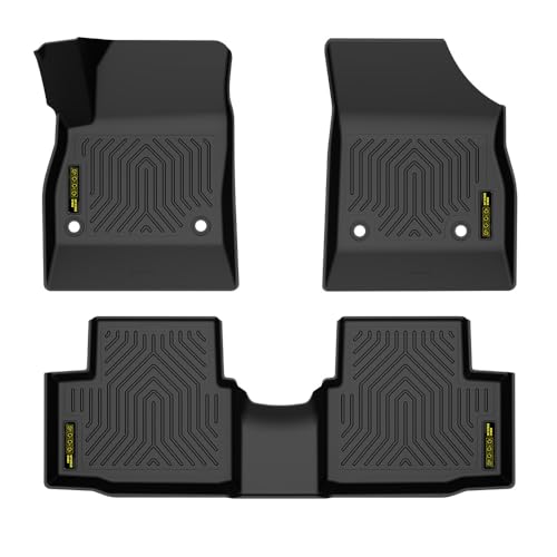 PIT66 Floor Mats Cargo Liners Compatible with Chevy Cruze 2017 1st and 2nd Row All Weather TPE Liner Accessories Black Fit Chevy Cruze 2017 | 3PCS