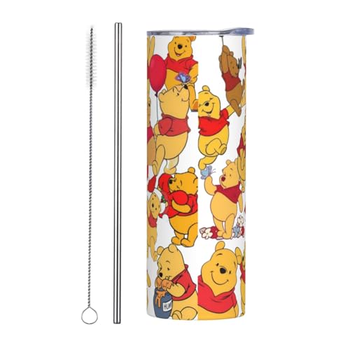 くまのプーさん 車載用 コーヒーマグ 保温保冷 大容量 漏れ防止設計 滑り止め カップホルダー対応 ドライブ オフィス アウトドア ビジネス 通勤用 600ml 男女兼用 White