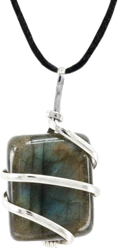Ayana Crystals Labradorite Pendant Necklace – Wire Wrapped Natural Healing Crystal for Transformation & Intuition, Handcrafted Chakra Jewelry for Women, Ethically Sourced
