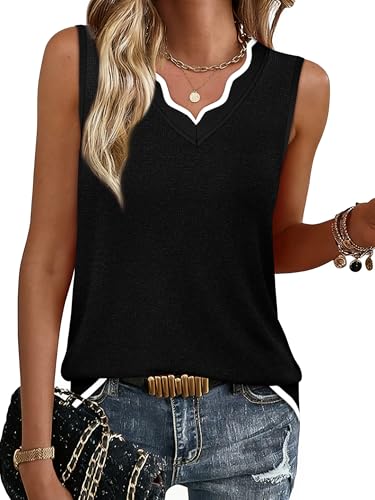 WIHOLL Womens V Neck Lightweight Sweaters Vest Dressy Casual Trendy Tank Tops All-Season Cozy Outfits