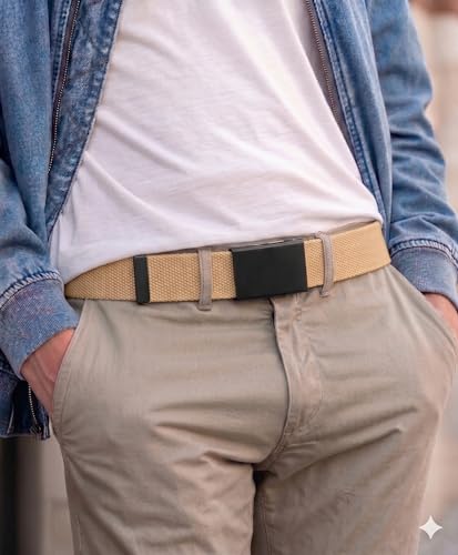 Image of Mile High Life Cut To Fit Canvas Web Belt Size Up to 52 inch with Flip-Top Solid Black Military Buckle
