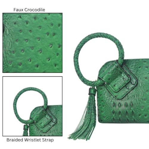Image of NGIL Faux Leather Mini Wristlet Purse | Women's Handbag, Fashion Wristlet Wallet, Compact Everyday Purse with Fringe Tassel