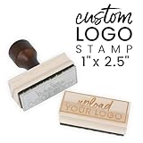 ExcelMark Custom Logo Stamp - Personalized Wood Rubber Stamp - Upload Your Own Image (1'x2.5')