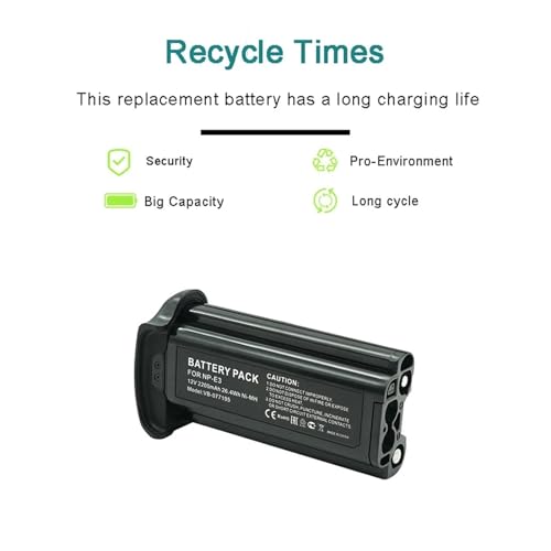 Ficha técnica Batería de Litio NP-E3 12 V 2200 mAh Batería de Cámara Compatible con Canon 1D Mark II Mark II N 1Ds Mark II Baterías de Cámara Digital 6 PCS - Fernando Cortés