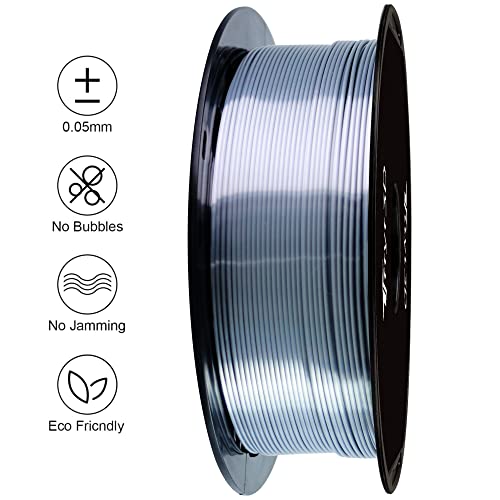 Image of Shine Silver PLA 3D Printer Filament 1.75mm Silk Shiny Aluminium Metal Silver 3D Printing Material Widely Compatible 3D Printers TTYT3D