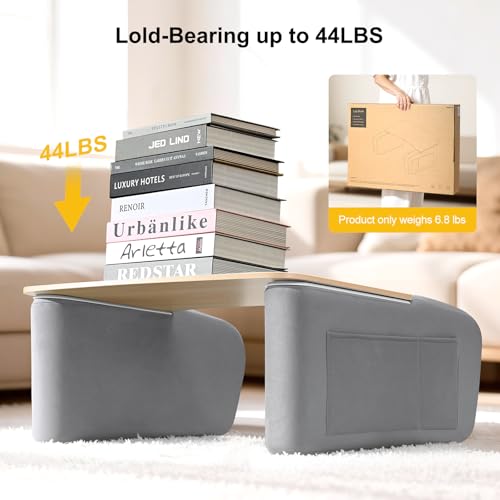 Image of OPTIXCELL Lap Desk with Arm Rests, Ergonomic Laptop Stand for College Dorm | Curved Desktop and Dual Armrests, 40kg Capacity, Dual Pockets, Reading Writing Gaming Eating, Bed Couch Floor Dorm Room