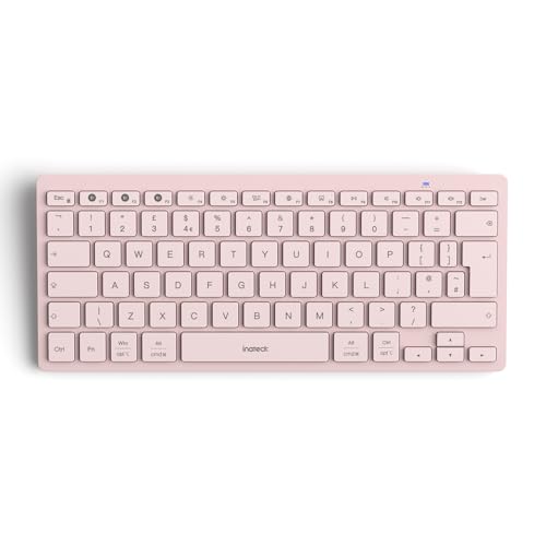 Inateck Bluetooth Keyboard for 3 Multi-Device UK Layout Compact Wireless Keyboard for iPad Pro/Air/Mini/Windows/Android/iOS/Tablet/PC Ergonomic Design with Media HotKeys Slim and Portable Pink