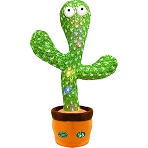 Dancing Mimicking Talking Cactus Toy,Funny Gift for Toddler 1 2 3 Year Old Boy Girl,Singing Record Repeat What You Say Light Up Baby Infant Toys 6-12 12-18 Months (Volume Adjustment)