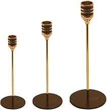 Generic Candlestick Holder 3 Pieces Set, Gold/Black