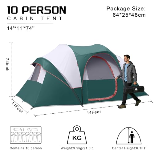 Carpa para camping HG para 10 personas impermeable tipo domo familiar miniatura 2