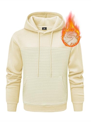 JMIERR Men's Hooded Sweatshirt Casual Cotton Long Sleeve Drawstring Fleece Waffle Pullover Hoodies with Pockets4