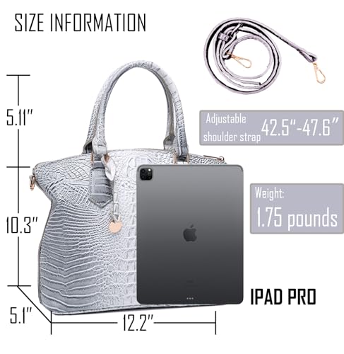 Image of Makcr Joacbv Women Purse Satchel Bag Long Crossbody Classy Tote Bag Top Handle Vegan Leather Ladies Handbags Embossed Pattern