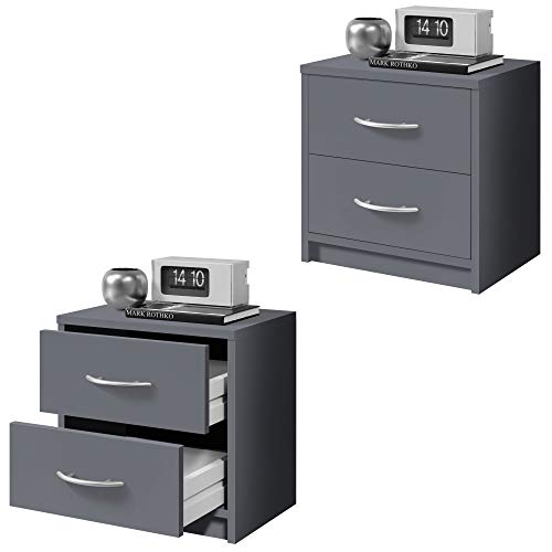Table de chevet gris graphite petit espace meuble de nuit 2 tiroirs lit - 6